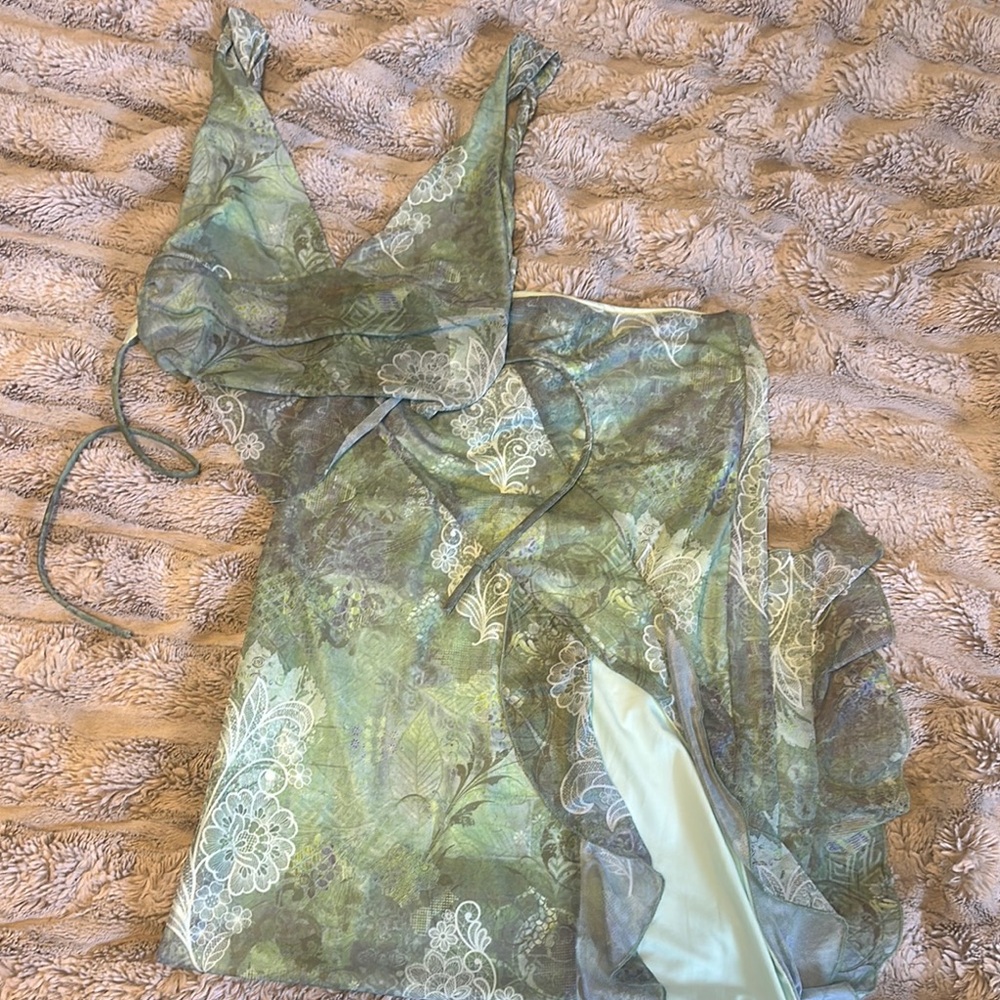 Elegant Green Floral tiger mist set